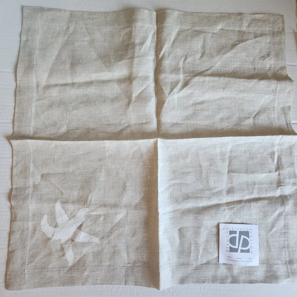 Dermond Peterson Design Russian Linen Hand Printed & Sewn Dinner Table Napkins 5